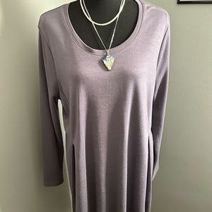 Soft Surroundings Long Sleeve Tunic, Hi-lo Hem, Soft Plum, Size Large